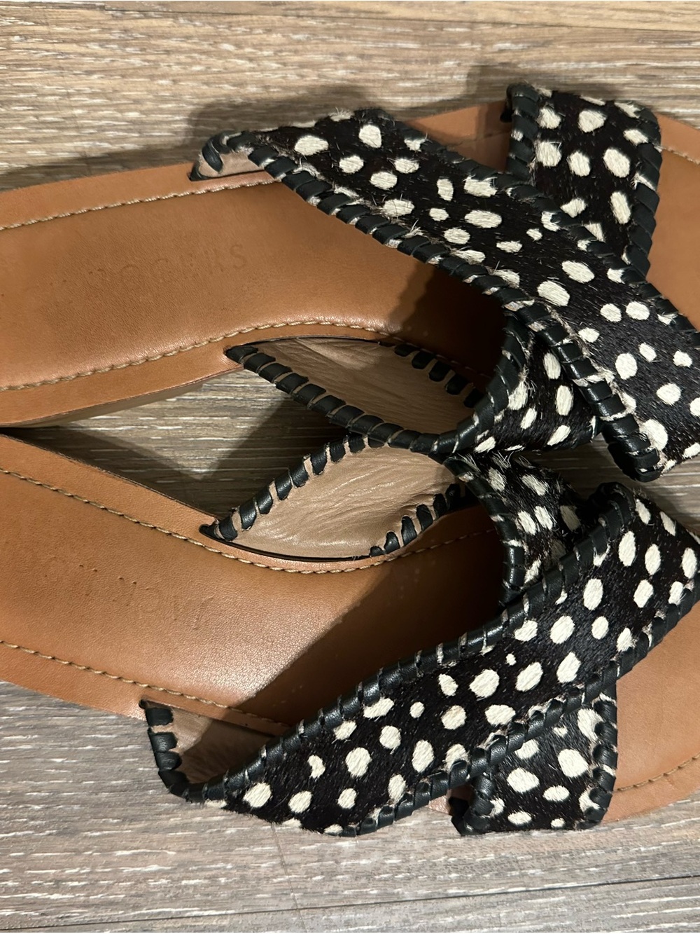 Jack Rogers Black and White Polka Dot Slide Sandals